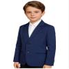 Hularka Kids Boys Long Sleeve Formal Blazer Coat Single Breasted Gentleman Suit Jacket Outerwear for Wedding Party Navy Blue 12 Years view 4