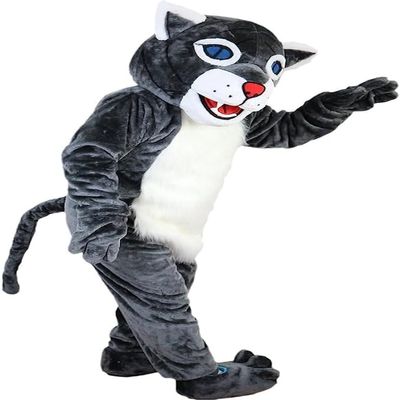 Grey Wildcat Tiger Wolf Mascot Costume Adult Size for Men & Women with Built-in Fan Inside the Head