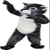 Grey Wildcat Tiger Wolf Mascot Costume Adult Size for Men & Women with Built-in Fan Inside the Head view 3