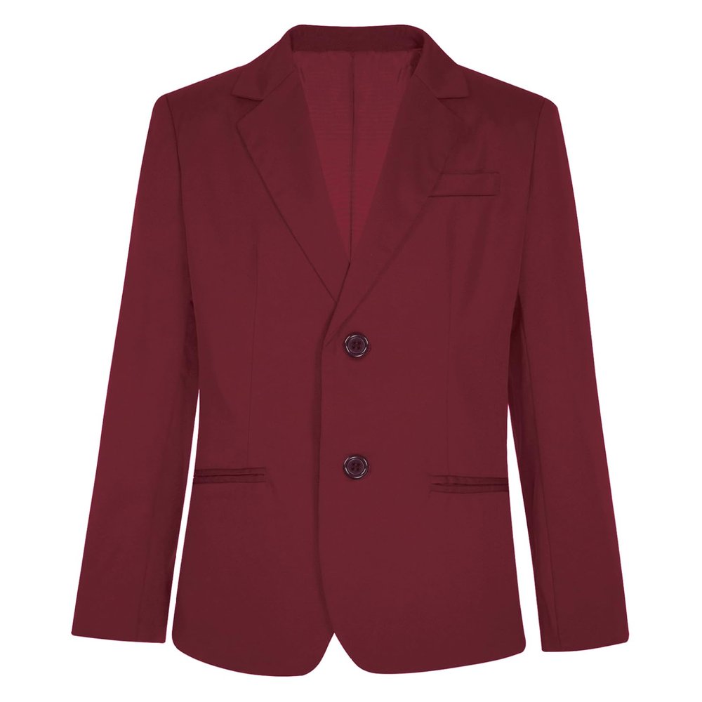 Hularka Kids Boys Long Sleeve Formal Blazer Coat Single Breasted Gentleman Suit Jacket Outerwear for Wedding Party Burgundy 4 Years