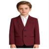 Hularka Kids Boys Long Sleeve Formal Blazer Coat Single Breasted Gentleman Suit Jacket Outerwear for Wedding Party Burgundy 4 Years view 3