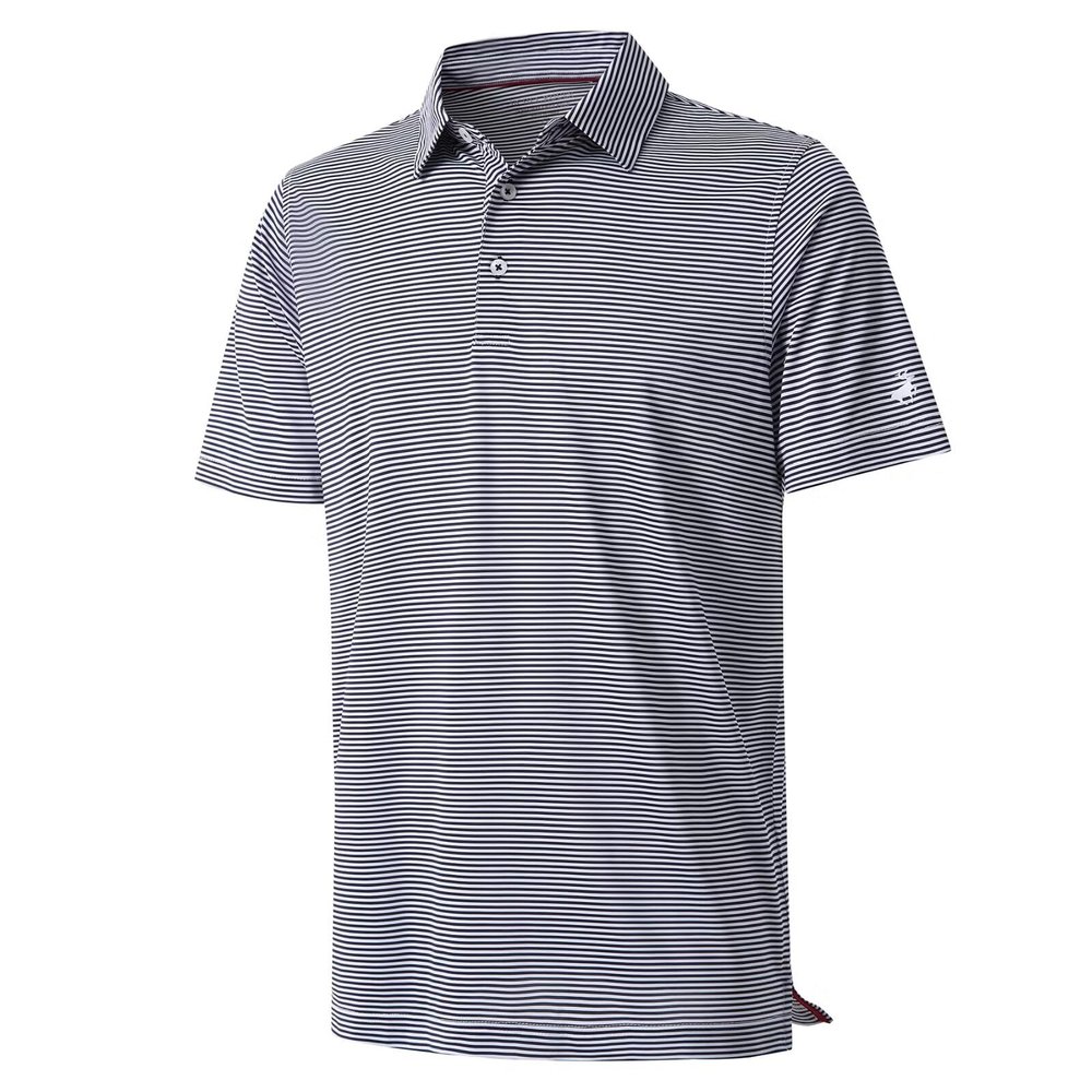 Boys Polo Shirts Dry Fit Moisture Wicking Casual Sport Short Sleeve Golf Polo Shirts for Boys Kids Youth Navy Stripe