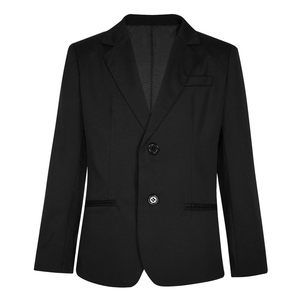Hularka Kids Boys Long Sleeve Formal Blazer Coat Single Breasted Gentleman Suit Jacket Outerwear for Wedding Party Black 4 Years