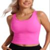 CRZ YOGA Butterluxe Double Lined Tank Tops for Women - Workout Casual Scoop Neck Racerback Crop Sleeveless Shirt Light Purple Large view 1