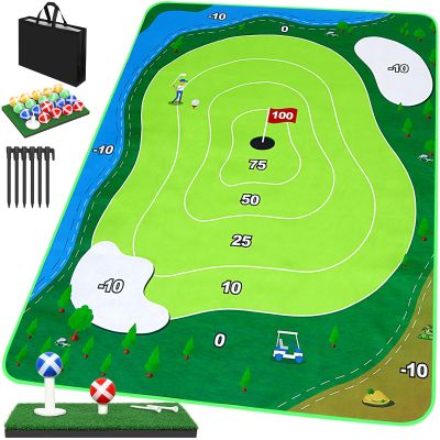 52HZ 6x5Ft Chipping Game Mat, Battle Royale Golf Game Set with Hitting Mat, 20 Grip Balls, Golf Games for Adults & Family, Indoor/Outdoor