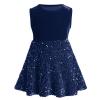 ABEWIP Toddler Girls Sequin Dress Sparkle Velvet Party Dresses Kids Girl Party Bridesmaid Wedding Gown Fall Winter Navy Blue 9-12 Months view 1