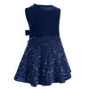 ABEWIP Toddler Girls Sequin Dress Sparkle Velvet Party Dresses Kids Girl Party Bridesmaid Wedding Gown Fall Winter Navy Blue 9-12 Months view 2