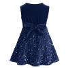ABEWIP Toddler Girls Sequin Dress Sparkle Velvet Party Dresses Kids Girl Party Bridesmaid Wedding Gown Fall Winter Navy Blue 9-12 Months view 3