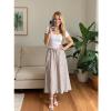Abaadlw Maxi Skirts for Women with Pockets Long Midi Length Casual Skirt for Holiday White Floral view 3