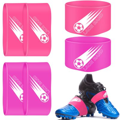 Patelai 4 Pcs Soccer Cleat Lace Cover Football Shoe Band Soccer Shoe Cover Football Cleat Bands Youth Adult for Season (Kids,Violet,Pink)