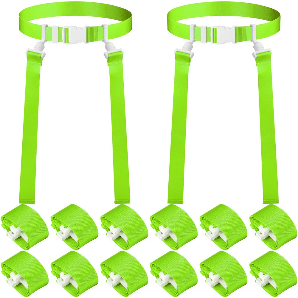 Peryiter 2/12/24/36 Player Flag Football Belt, Adjustable Football Belts and Flags for Kids Youth Adult Sport Team Training(Fluorescent Green,12 Set)
