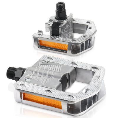 Folding Bike Pedals, Mountain Bike Pedals CNC Aluminum Bicycle Flats, 9/16'' with Reflective Strips | Non-Slip | Waterproof | Wide Flat Foldable Pedal for Ebike, Urban Commute, MTB Bikes