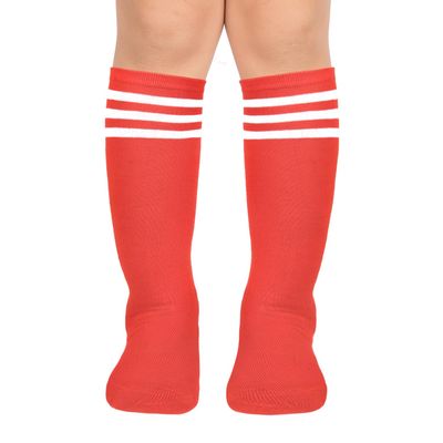 Benefeet Sox Orange Toddler Soccer Socks Three Striped Kids Soccer Socks Knee High Long Tube Colorful Neon Solid Cotton Girls Youth Sport Softball Baseball Sock