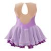 Oyolan Kids Girls Rhinestone Sleeveless Ice Skating Dress Irregular Hem Leotard Dress Figure Skating Competition Costume Lavender B 16 Years view 2