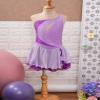 Oyolan Kids Girls Rhinestone Sleeveless Ice Skating Dress Irregular Hem Leotard Dress Figure Skating Competition Costume Lavender B 16 Years view 3