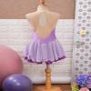 Oyolan Kids Girls Rhinestone Sleeveless Ice Skating Dress Irregular Hem Leotard Dress Figure Skating Competition Costume Lavender B 16 Years view 4