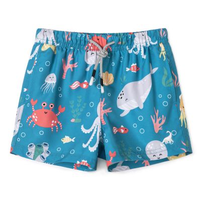 SURF CUZ Boys Swim Trunks Swimsuit for Toddler Boy Bathing Suits Quick Dry Kids Board Shorts UPF 50+ Mesh Swim Shorts Blue Ocean World 14-16 Years