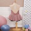 Oyolan Kids Girls Rhinestone Sleeveless Ice Skating Dress Irregular Hem Leotard Dress Figure Skating Competition Costume Light Coffee B 8 Years view 4