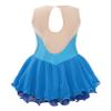 Oyolan Kids Girls Rhinestone Sleeveless Ice Skating Dress Irregular Hem Leotard Dress Figure Skating Competition Costume Light Blue B 16 Years view 3