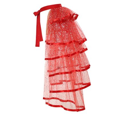 Steampunk Sparkle Sequin Tulle Tutu Bustle Skirts 6 Layer Overskirt Tie-on Belt