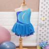 Oyolan Kids Girls Rhinestone Sleeveless Ice Skating Dress Irregular Hem Leotard Dress Figure Skating Competition Costume Light Blue B 14 Years view 2