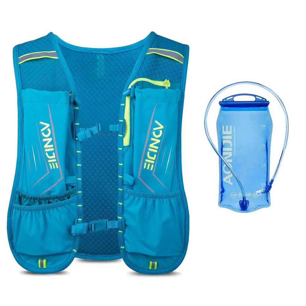 AONIJIE Running Hydration Vest for Men Women, Waterproof and Breathable 5L Hydration Pack Backpack for Trail Running Marathon Race Hiking, Fit 26.7in to 51.1in Chest (Green with 1.5L Bladder)