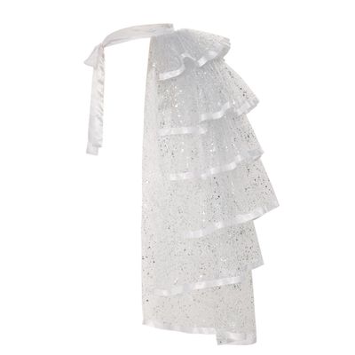 Steampunk Sparkle Sequin Tulle Tutu Bustle Skirts 6 Layer Overskirt Tie-on Belt