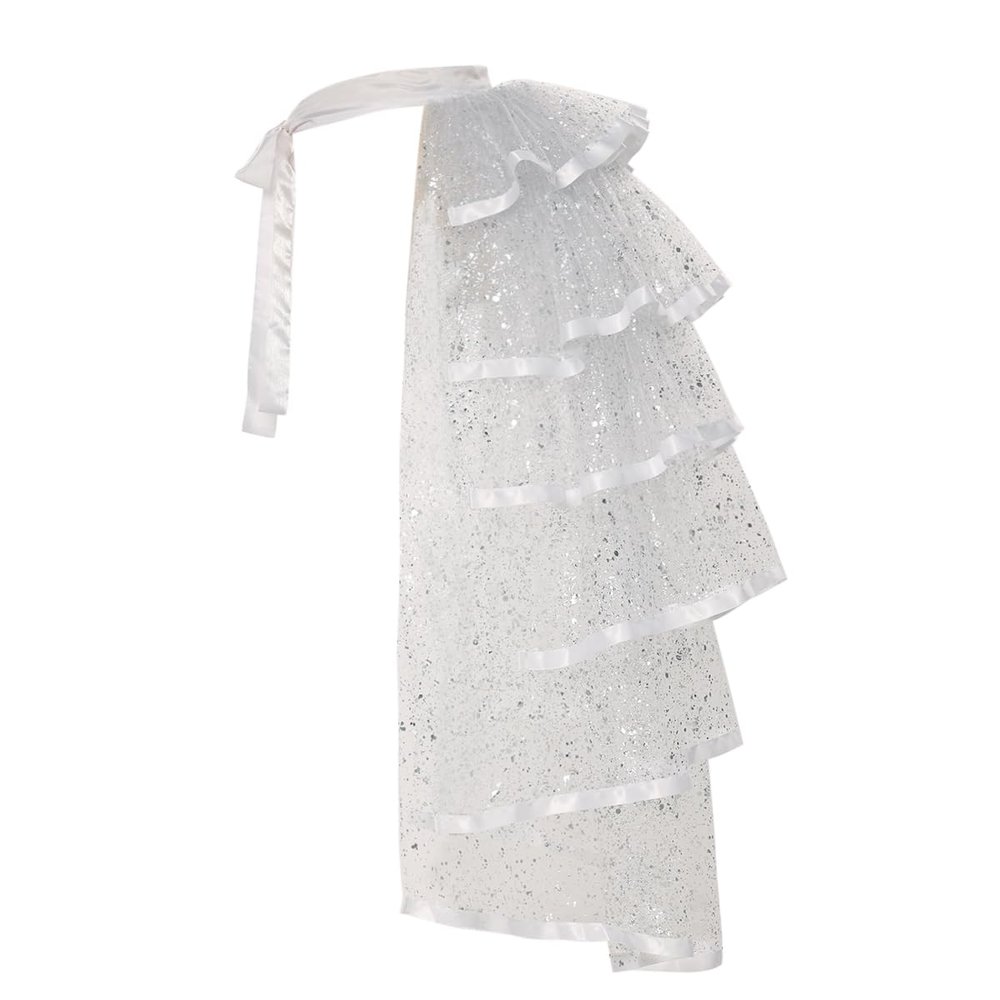 Steampunk Sparkle Sequin Tulle Tutu Bustle Skirts 6 Layer Overskirt Tie-on Belt