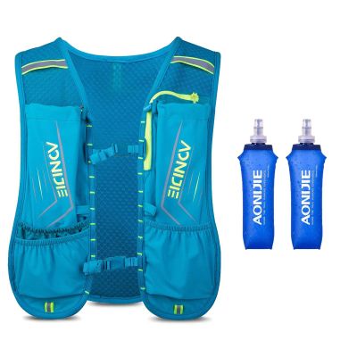 AONIJIE Running Hydration Vest for Men Women, Waterproof and Breathable 5L Hydration Pack Backpack for Trail Running Marathon Race Hiking, Fit 26.7in to 51.1in Chest (Green with 2*500ml Flask)