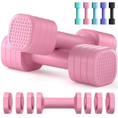 Zempox Adjustable Dumbbell Set, 4 in 1 Free Weight Dumbbell Set for Women, Hand Weight for Women at Home, Each 2lb 3lb 4lb 5lb with TPU Soft Rubber Handle for Home Gym Aquatic Fitness Equipment