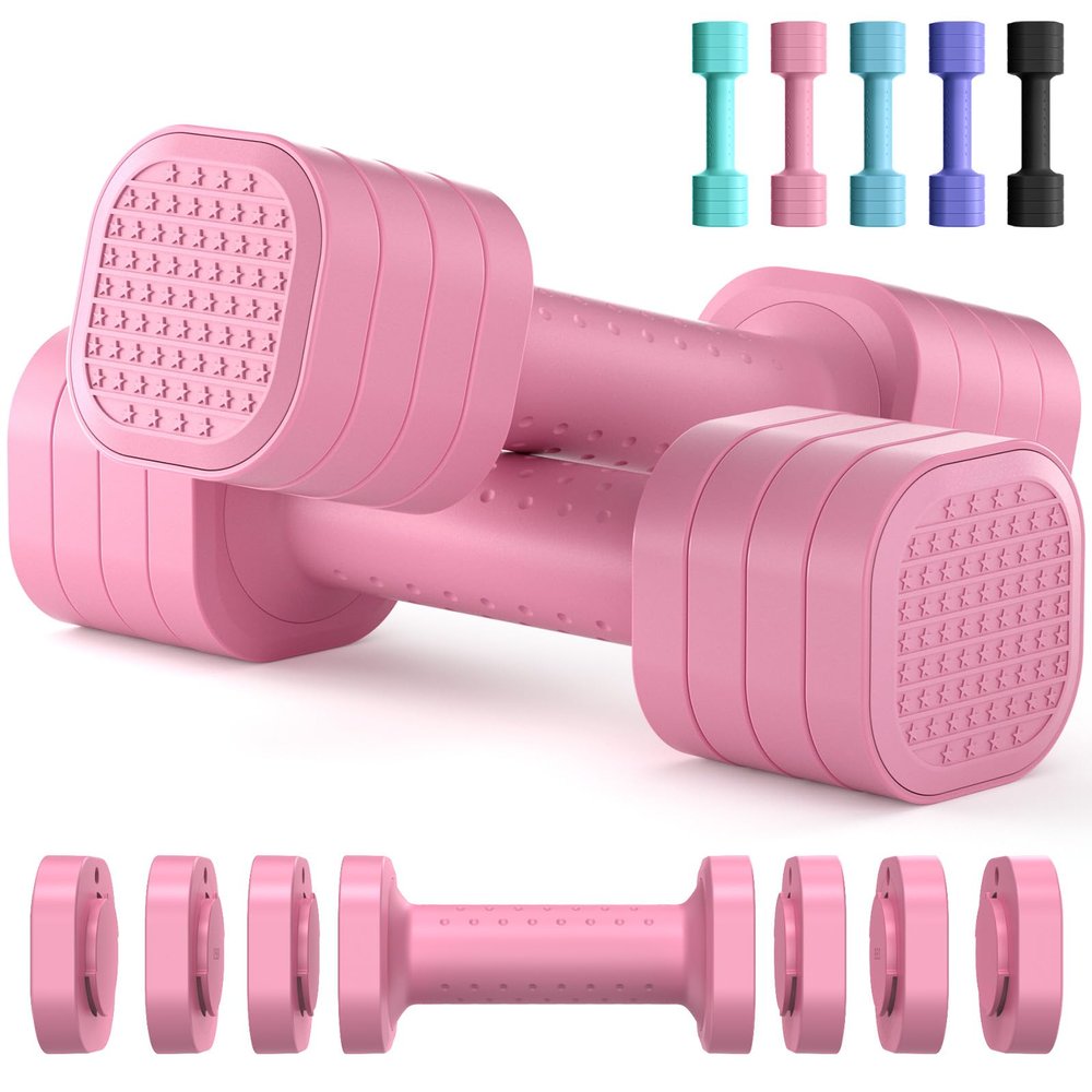Zempox Adjustable Dumbbell Set, 4 in 1 Free Weight Dumbbell Set for Women, Hand Weight for Women at Home, Each 2lb 3lb 4lb 5lb with TPU Soft Rubber Handle for Home Gym Aquatic Fitness Equipment