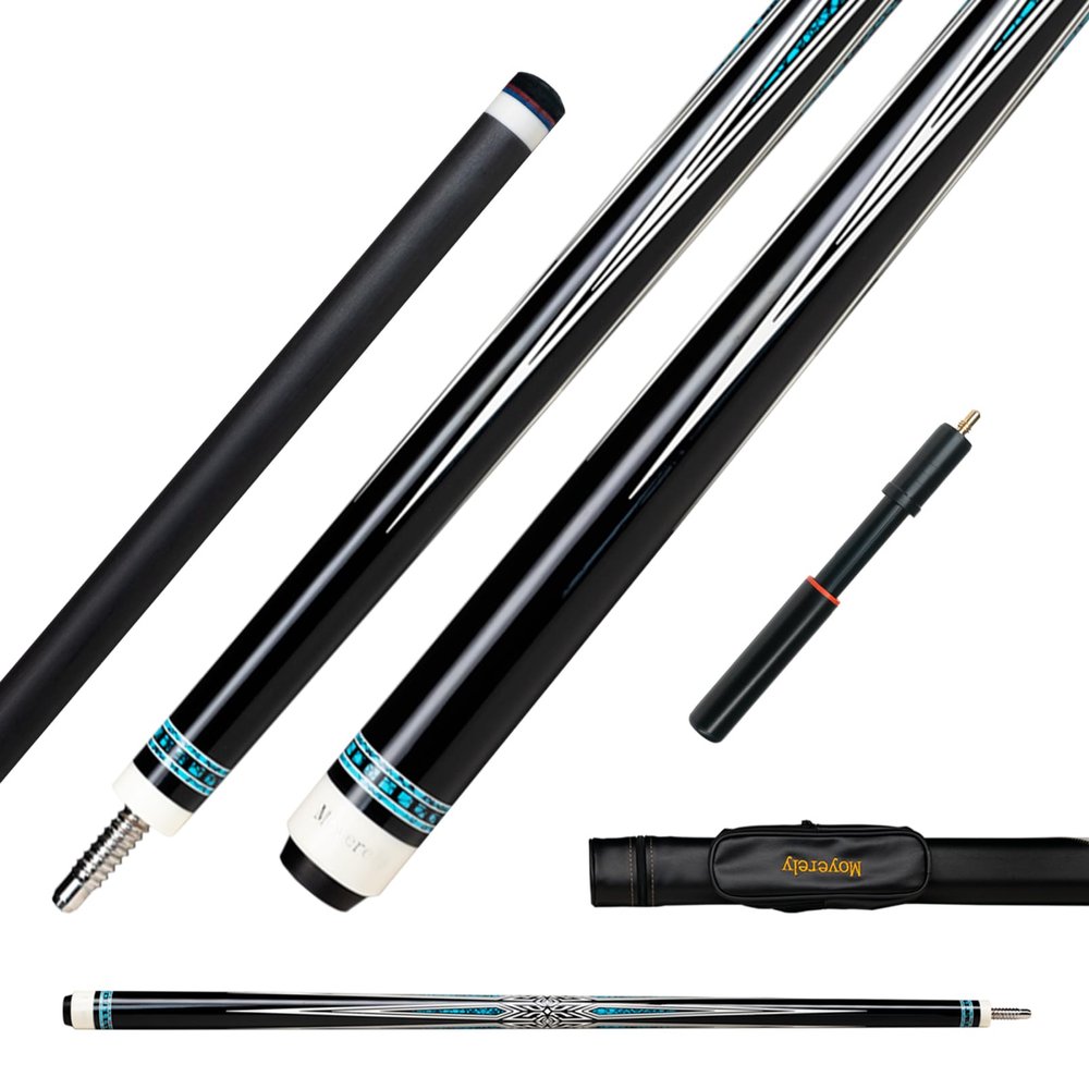 Moyerely Carbon Fiber Pool Cue,11.8mm/12.5mm Low Deflection Cue Stick,Professional Pool Stick with Case(MK1+Extension,12.5mm)