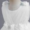 Flower Girl Dress for Toddler Baby Girls Sleeveless 3D Flower Tulle Tutu Dress Infant Christening Baptism Formal Princess Party Birthday Dresses White 9-12 Months view 2
