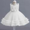 Flower Girl Dress for Toddler Baby Girls Sleeveless 3D Flower Tulle Tutu Dress Infant Christening Baptism Formal Princess Party Birthday Dresses White 9-12 Months view 4