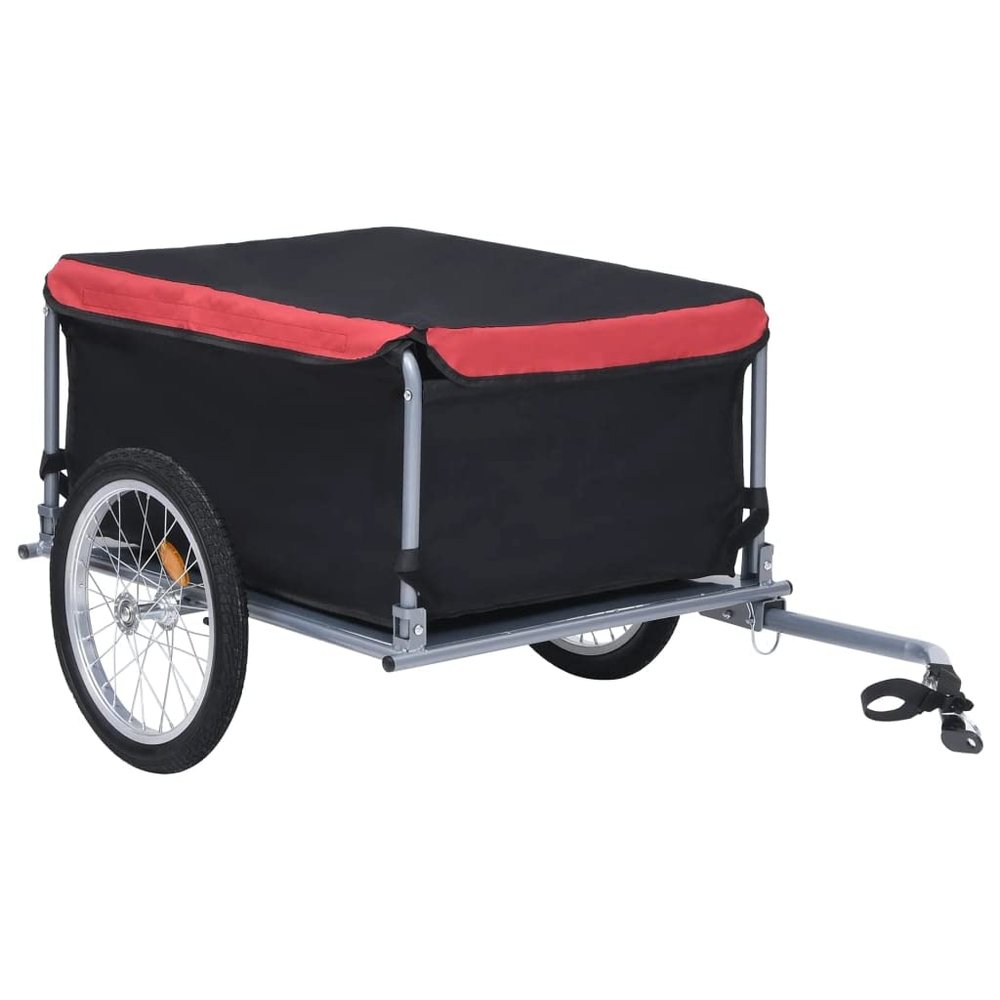VRAXO Bike Cargo Trailer Black and Red 143.3 lb,Bicycle Trailers-25.08lbs