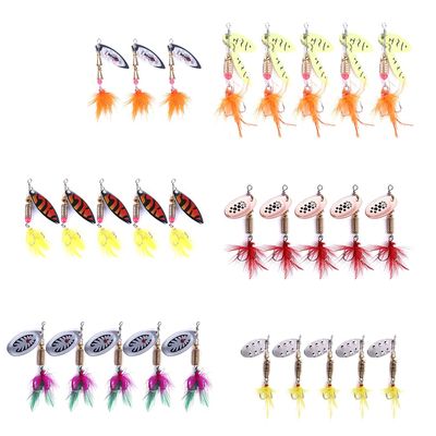 AOHRO Pack of 30 Pack of 5 Spinner Crankbait Rooster Tail Bass Trout Fishing Lure Lot Gear Tackle H77 (3# 10.5CM-7.3G 5pcs)