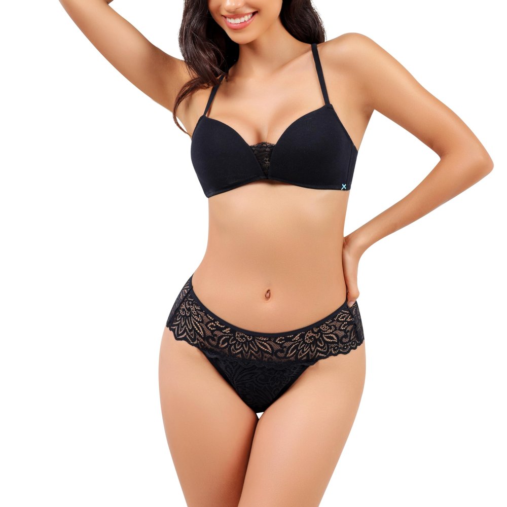 AIRCUTE Washable Absorbent Urinary Incontinence Underwear for Women, Seamless Bikini Lace Panty for Bladder leaks (Large, Black)