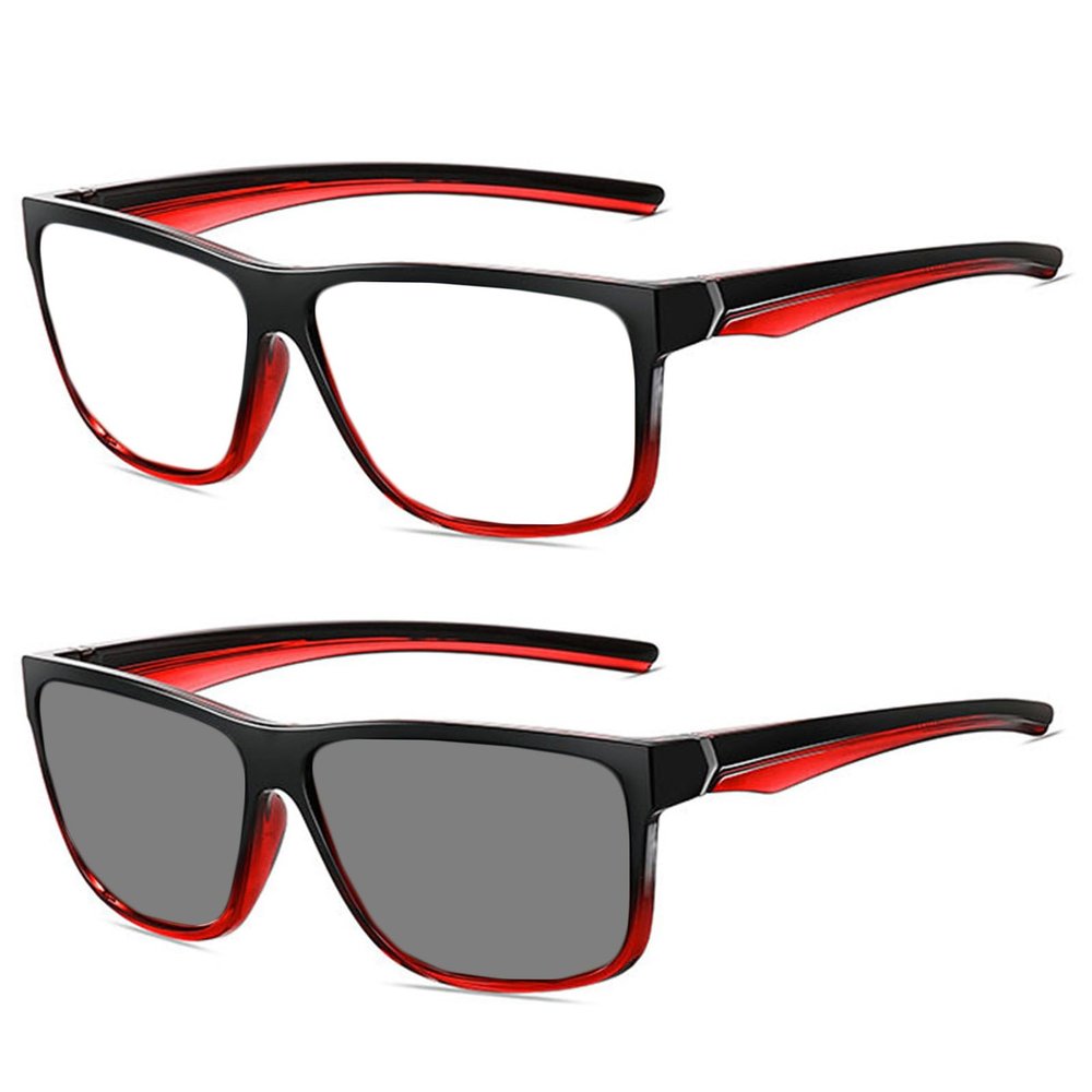 Sport square full lens Safety Glasses with Readers photochromic Magnifying Safety Reading Goggles for Men Women (red, 2.25, x)