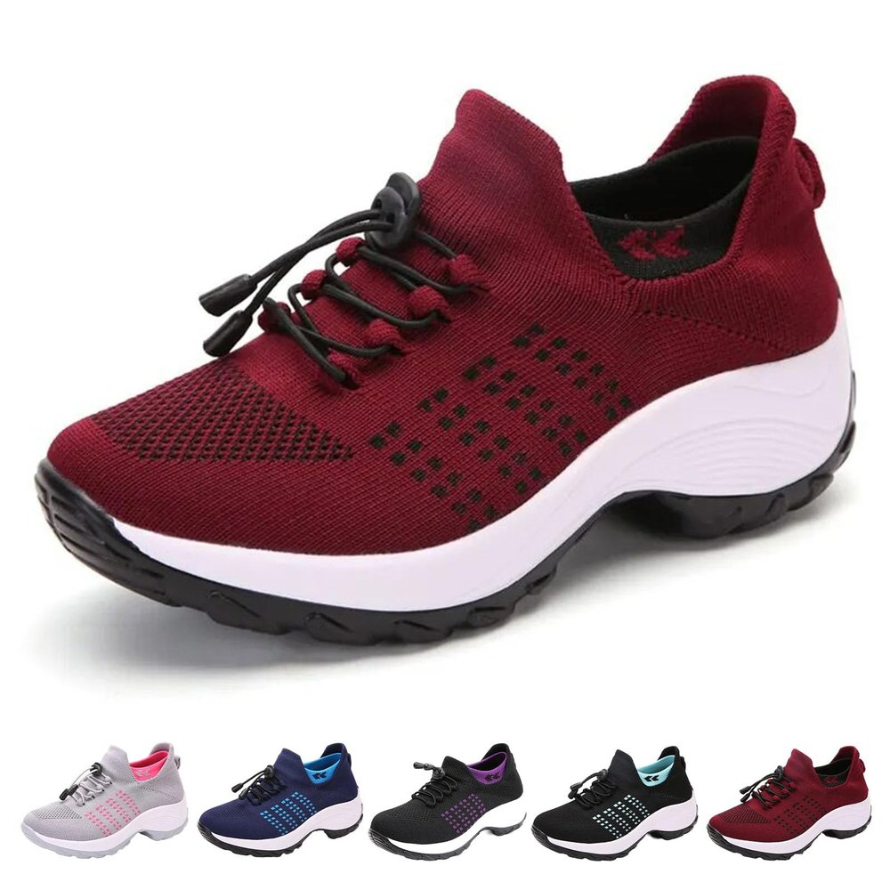 AODGHC Orthofit Comfort Walking Shoes for Women with Arch Support and Comfort, Women's Orthopedic Breathe Plantar Fasciitis Shoes (36/5.5, Red)
