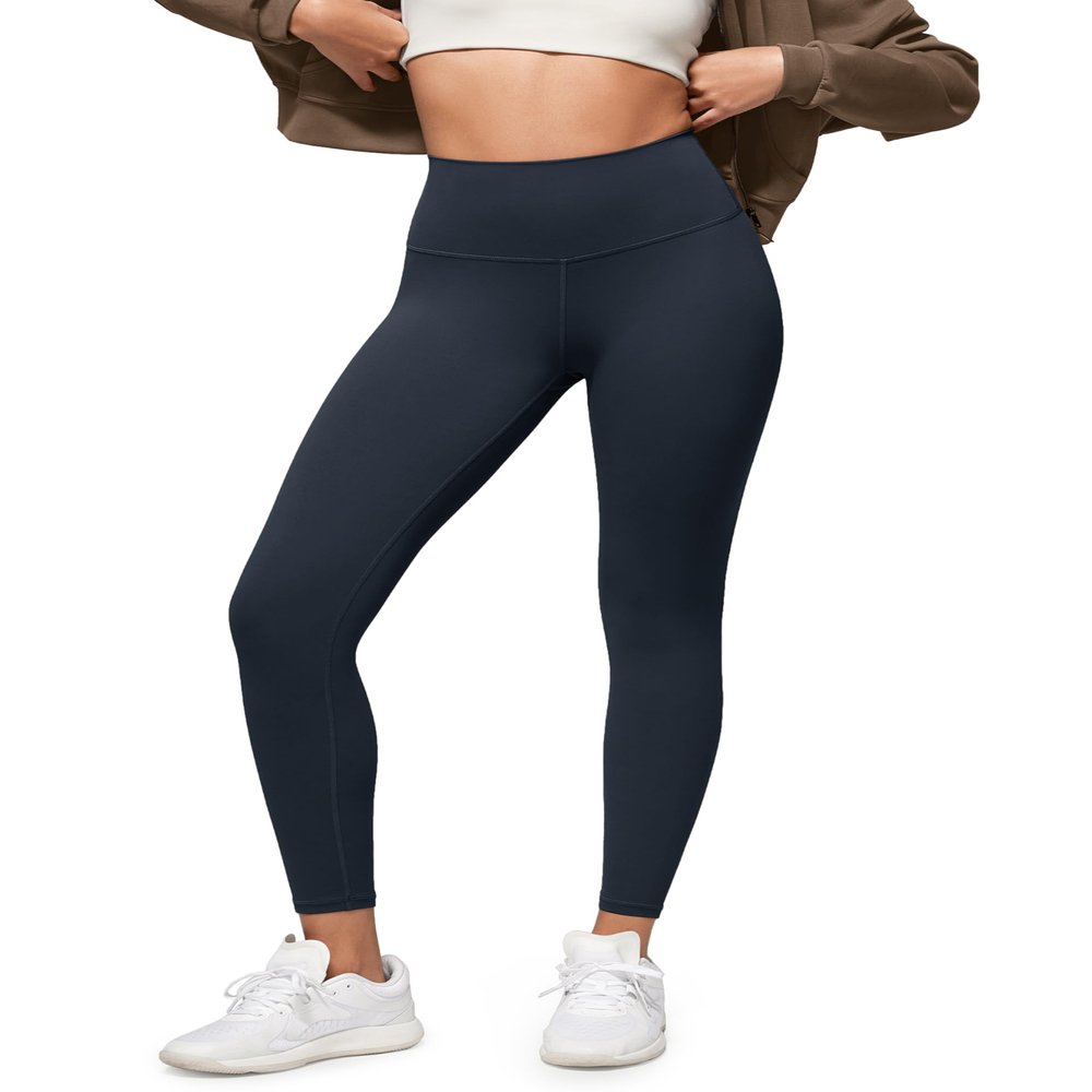 ODODOS Buttery Soft Lounge Yoga Leggings for Women 7/8 Length 25" High Waist Yoga Pants, Deep Navy, Small