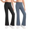 Stelle Girl's Flare Leggings High Waisted Yoga Pants Bootcut Dance Casual Pants Activewear Kids Bell Bottoms(Black+Grey Blue,M) view 1
