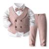 Boys 3Pcs Clothing Sets Long Sleeve Bowtie Shirts +Vest +Pants Casual Suit view 1