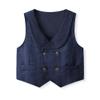 Boys 3Pcs Clothing Sets Long Sleeve Bowtie Shirts +Vest +Pants Casual Suit Navy Blue view 3