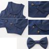 Boys 3Pcs Clothing Sets Long Sleeve Bowtie Shirts +Vest +Pants Casual Suit Navy Blue view 4