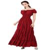 Long Dresses for Women Fashion Elegant Renaissance Costume Medieval Short Sleeve Casual Cute Outfit Midi Summer Red M view 1