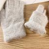 ECYC Unisex Winter Warm Gloves, Plush Warm Gloves Solid Color Full Finger Gloves Cotton Gloves for Men Women view 4