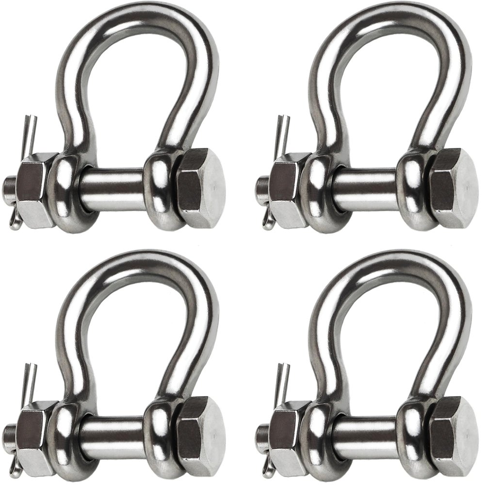 Laorde 316 Stainless Steel Shackle 1/2" Clevis Shackle with 5/8" Bolt Pin Marine Grade Bow Anchor Shackle for Boat, Sailboat, Chain, Rigging Clasp 4 PCS