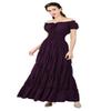 Womens Dress Fashion Elegant Renaissance Costume Medieval Short Sleeve Casual Outfit Midi Victorian Vintage Summer Purple L view 1