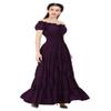 Womens Dress Fashion Elegant Renaissance Costume Medieval Short Sleeve Casual Outfit Midi Victorian Vintage Summer Purple L view 3