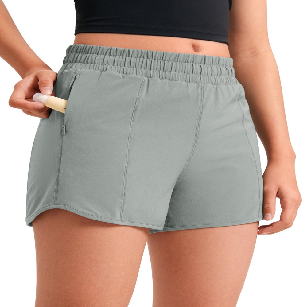 CRZ YOGA Girls Feathery-Fit Soft Athletic Shorts with Zipper Pocket - Tennis Soccer Running Casual Liner Kids Teen Sterling XX-Large